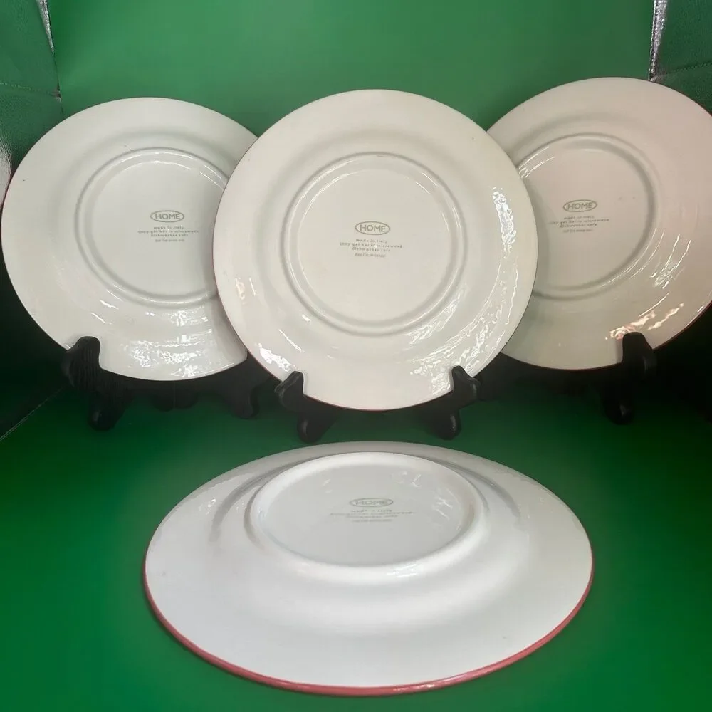 Home Wild Berries Ceramic Salad Dessert Plates Set of 4 Hand Painted Italy